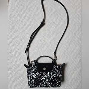 Longchamp Black and White Crossbody Bag